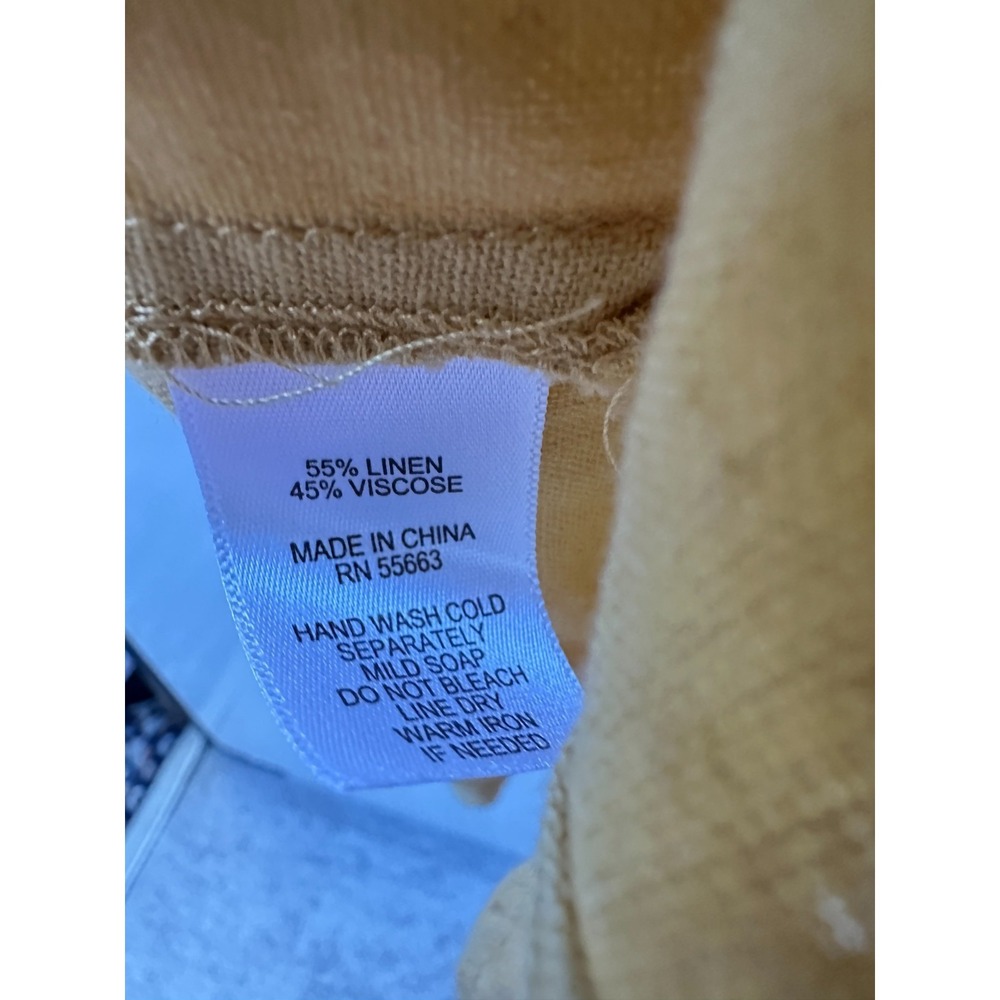 Tahari Mustard Yellow Linen Blend Roll Tab Sleeve Tunic Popover Blouse Womens XL - Picture 9 of 12